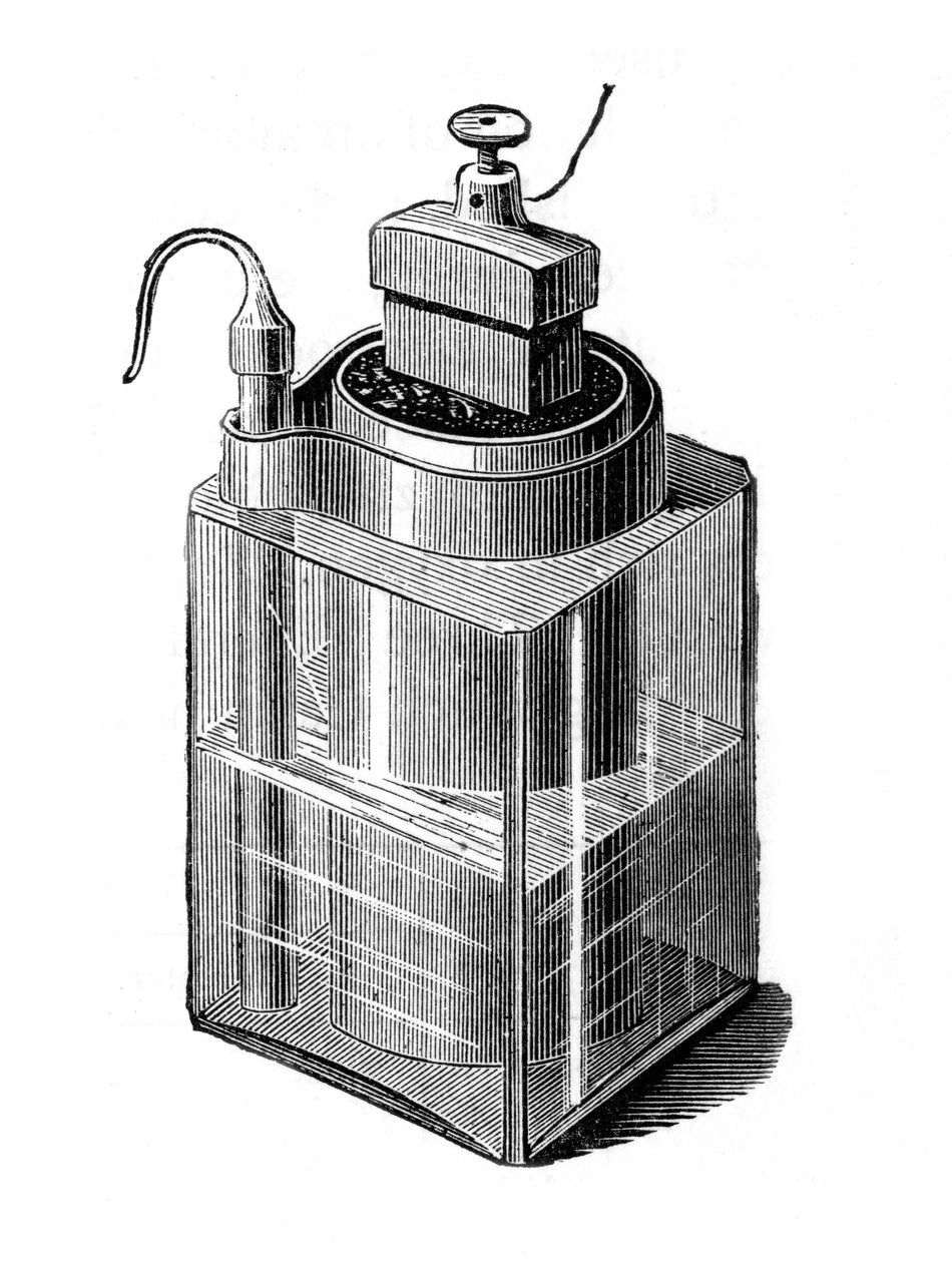Leclancheウェットセル、初期の蓄電池、1896年 作： 不明