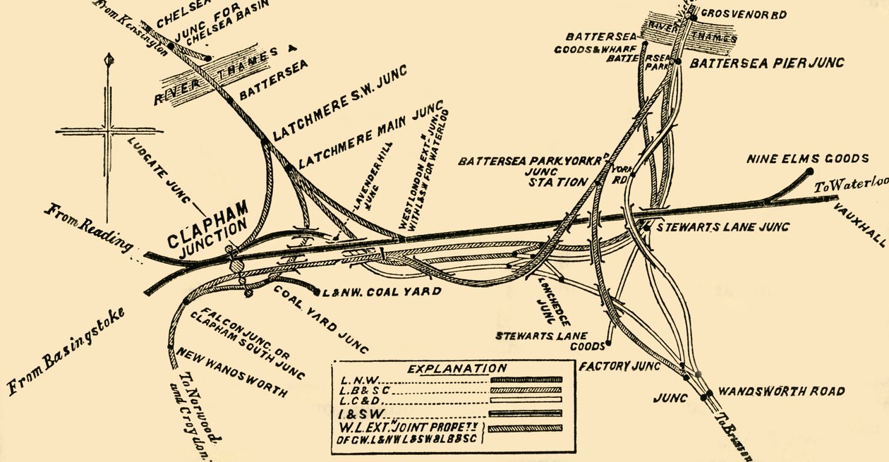 Clapham Junction、c1878の線路。 作： 不明
