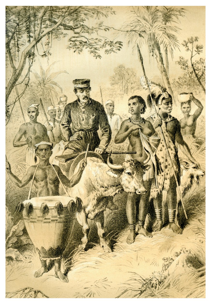 Livingstone WeakからFever Escorted to Shintes Town、c1854 1883 作： 不明