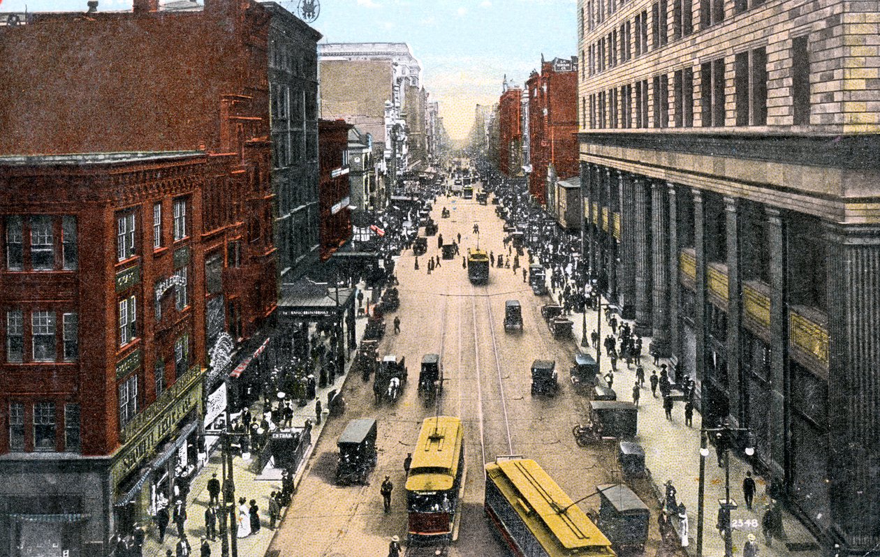 米国、ペンシルベニア州フィラデルフィアの市庁舎からマーケットストリートに沿って東を見ると、c1900年代 作： 不明