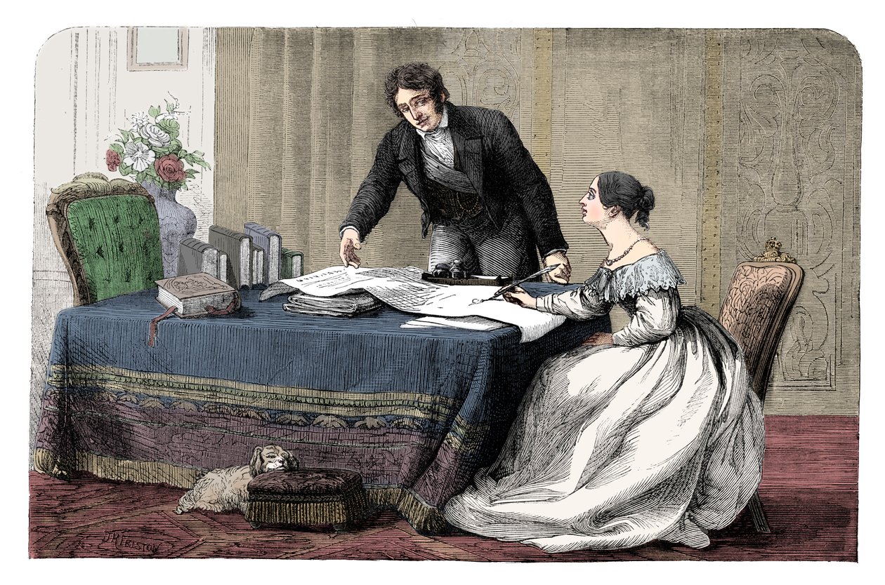 メルボルン卿1779-1848がビクトリア女王に指示1818-1901、1837 c1895 作： 不明