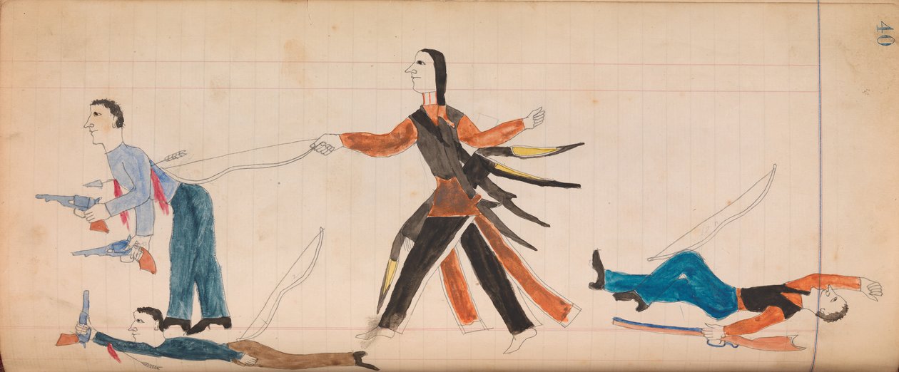 マフェットの台帳。インディアンと3人の白人男性、1874年から81年頃。 作： 不明
