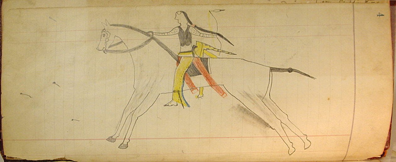 マフェット台帳: 馬に乗ったインディアン、カリフォルニア州。 1874-81。 作： 不明