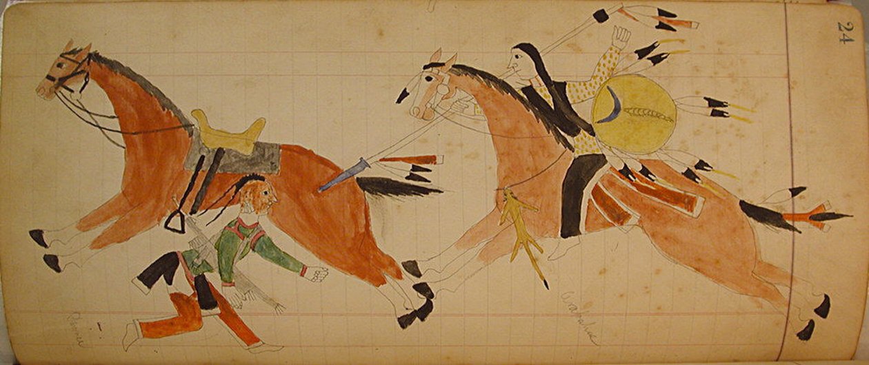 マフェット・レジャー: 2 人のインディアンと馬。 1874-81。 作： 不明