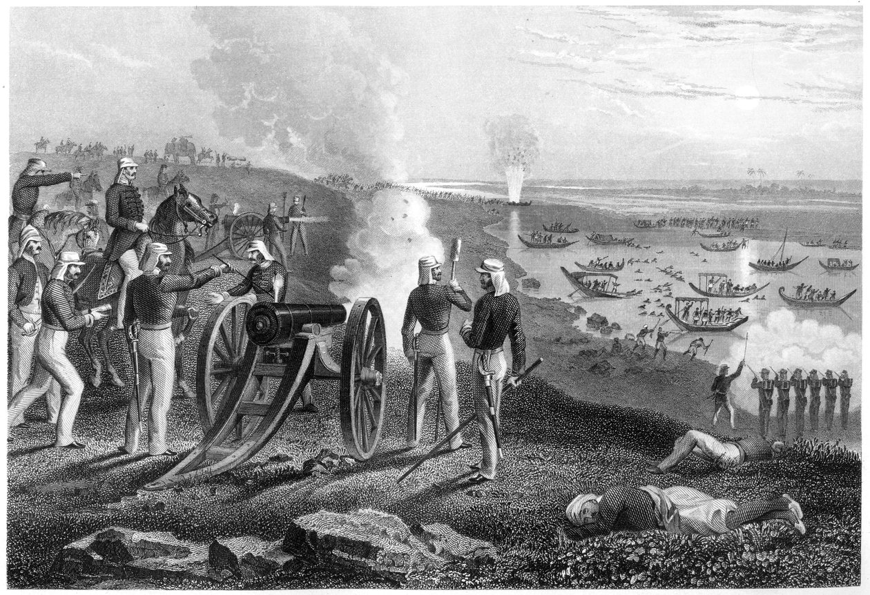 アラハバードからアウデ反乱軍を率いるエア少佐、1857年、c1860年 作： 不明