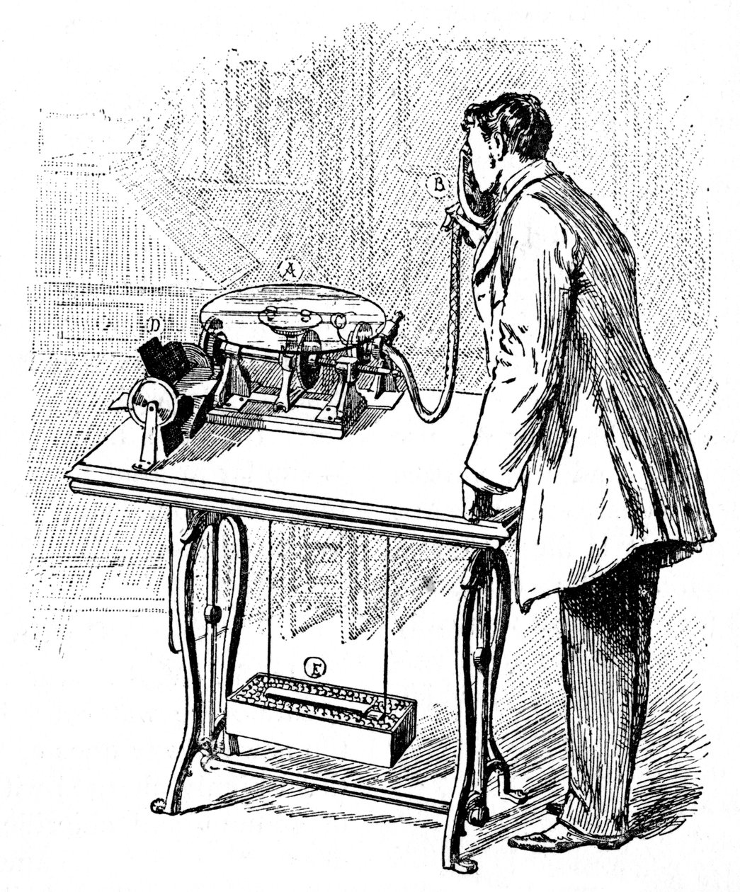Emile Berliners蓄音機、c1887で録音する 作： 不明