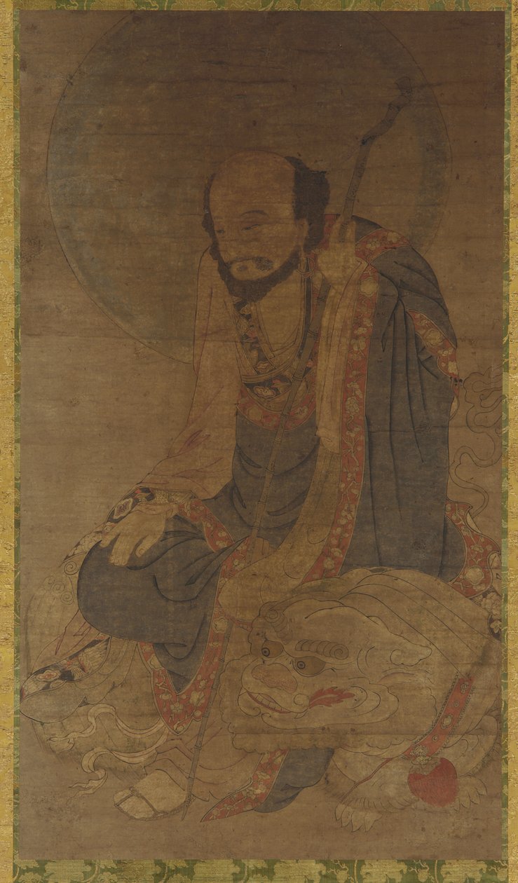 文殊菩薩と獅子、明代、1368～1644年。 作： 不明