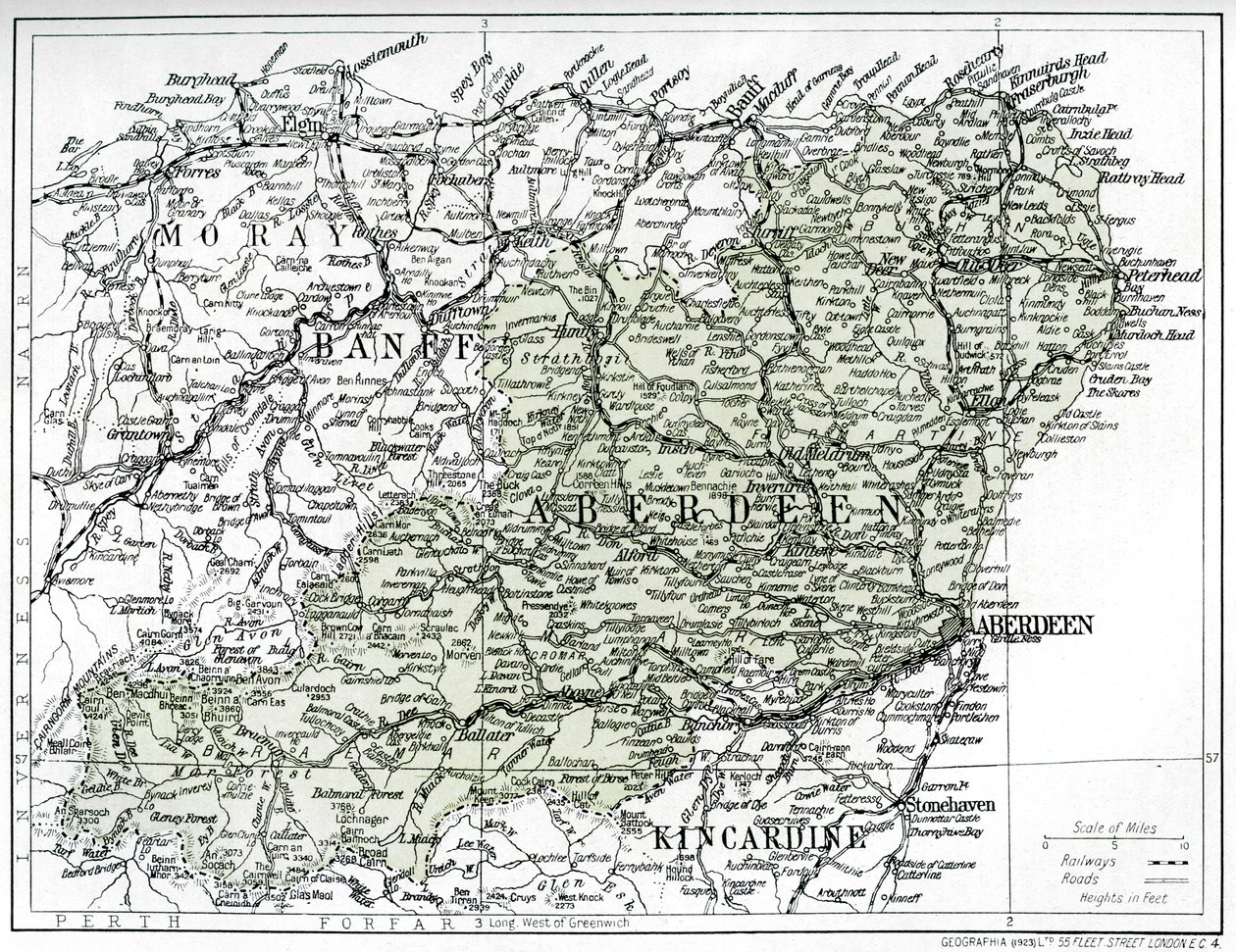 アバディーンシャイアの地図、1924-1926年 作： 不明