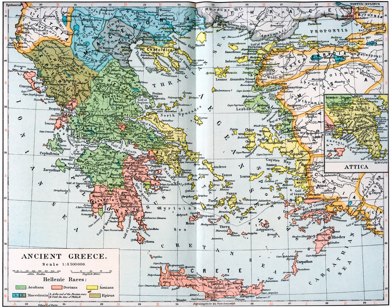 古代ギリシャの地図、1902年 作： 不明