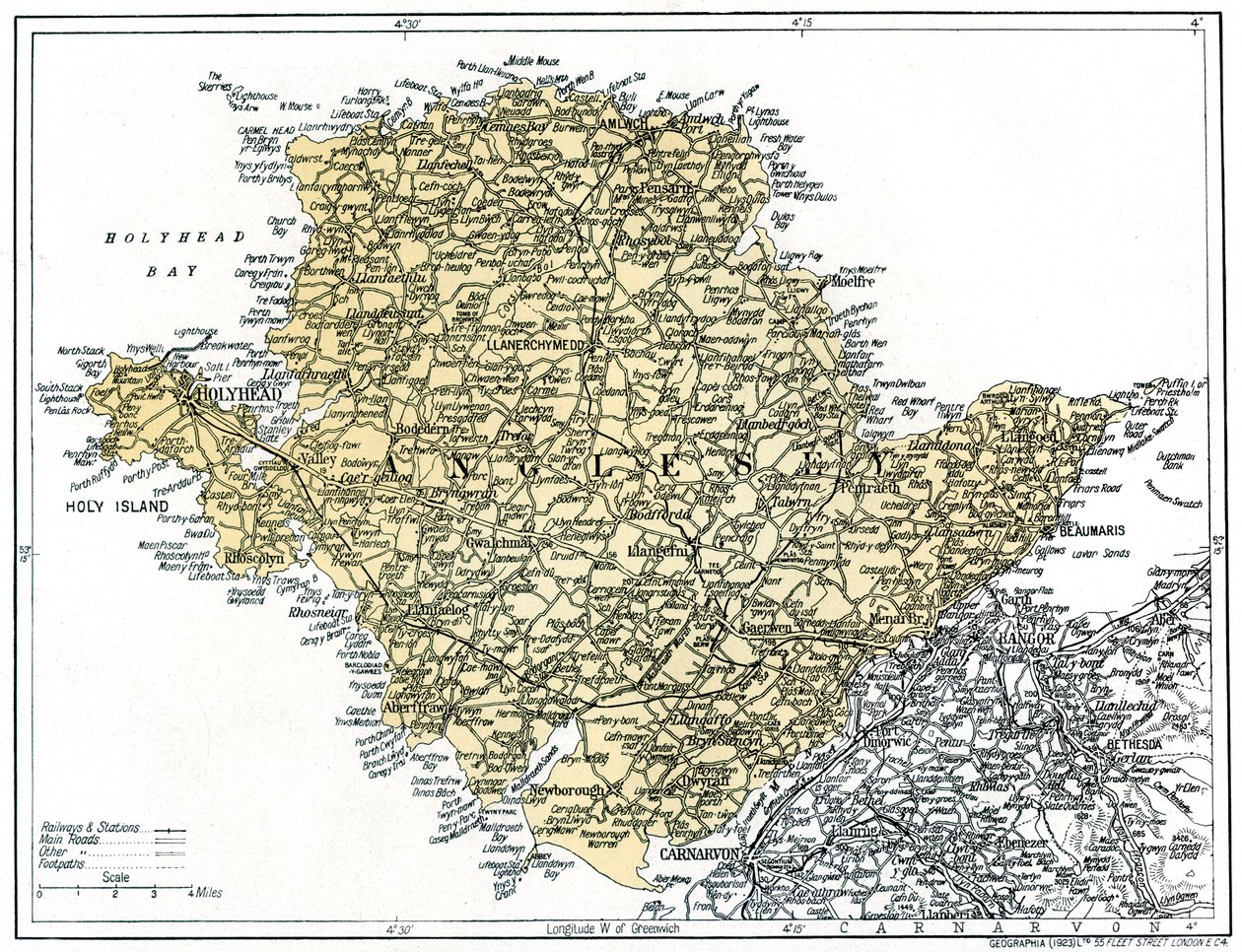 アングルシーの地図、1924-1926年 作： 不明