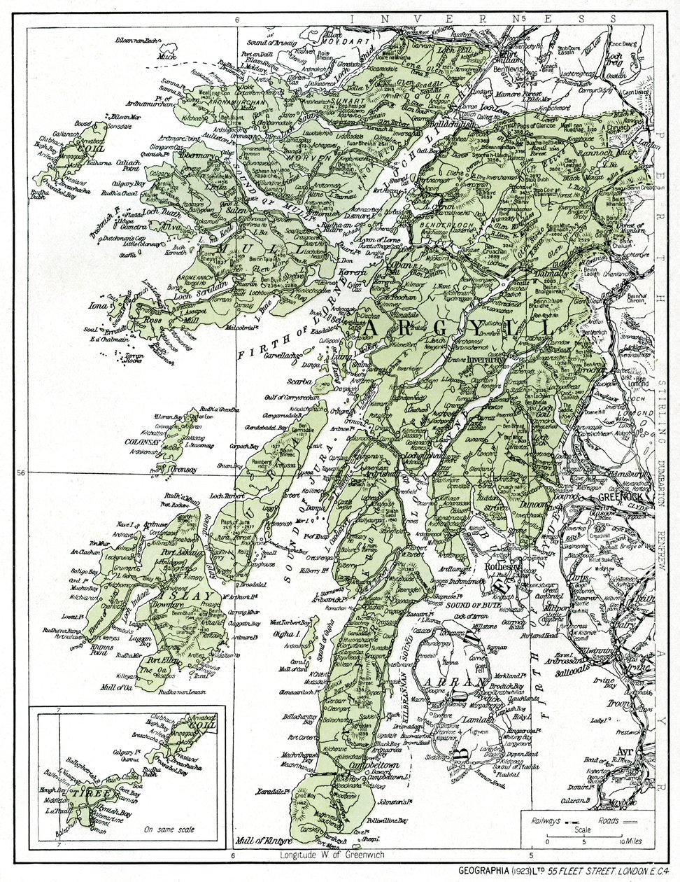 アーガイルシャーの地図、1924-1926年 作： 不明