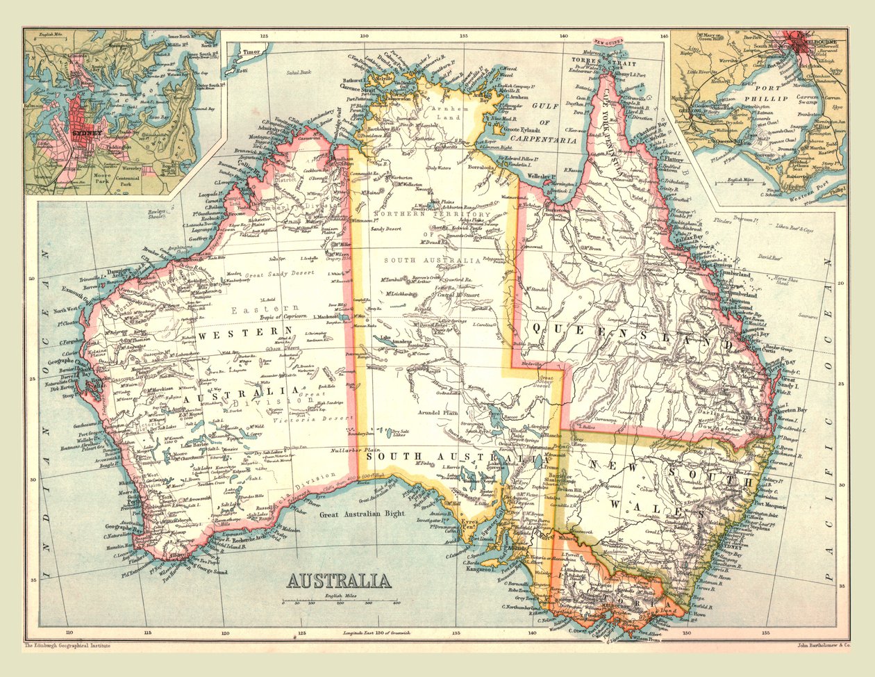 オーストラリアの地図、1902年。 作： 不明