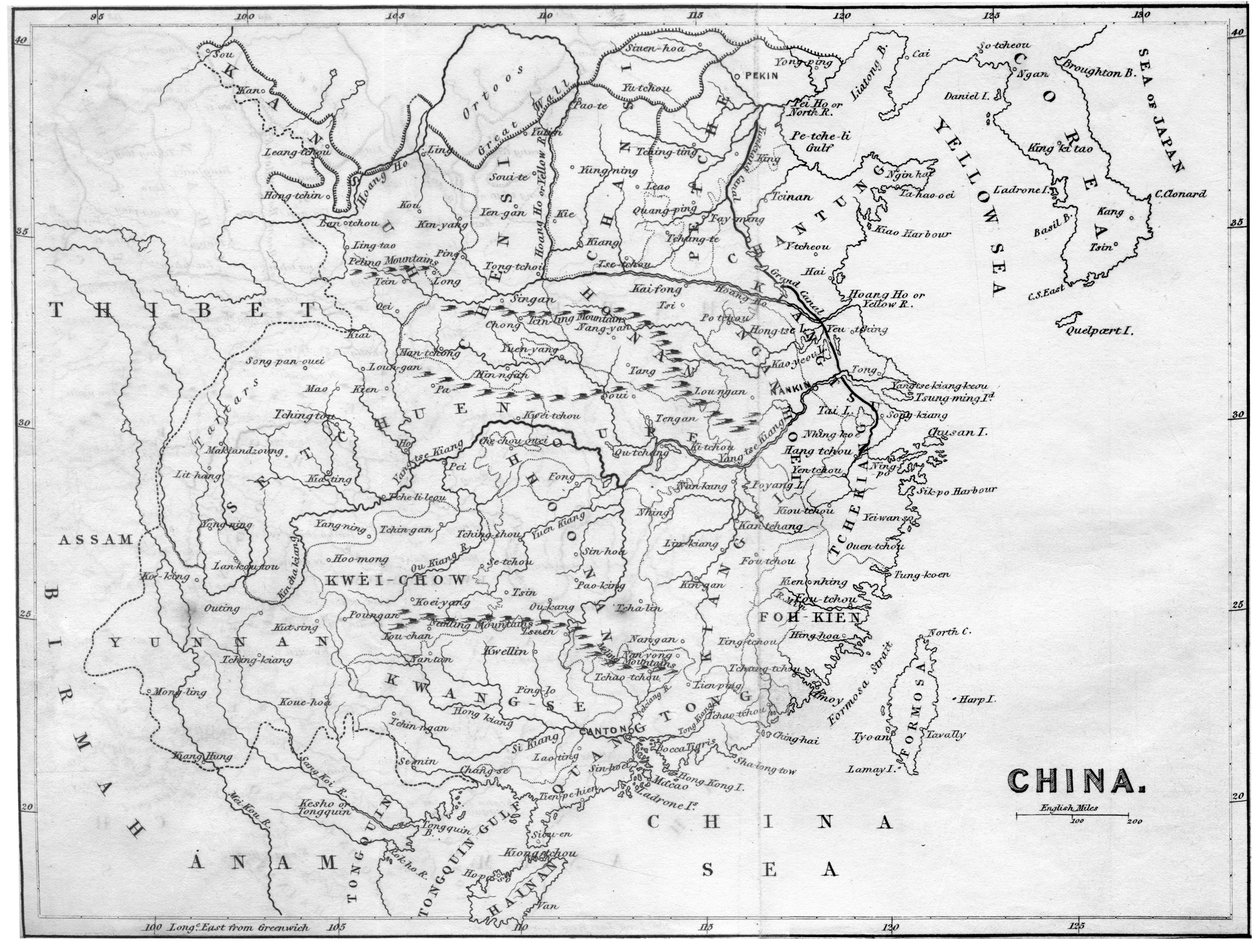 中国の地図、1847年 作： 不明