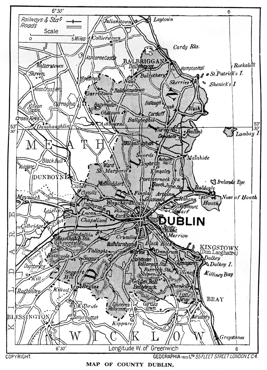 アイルランド、ダブリン州の地図、1924-1926年 作： 不明