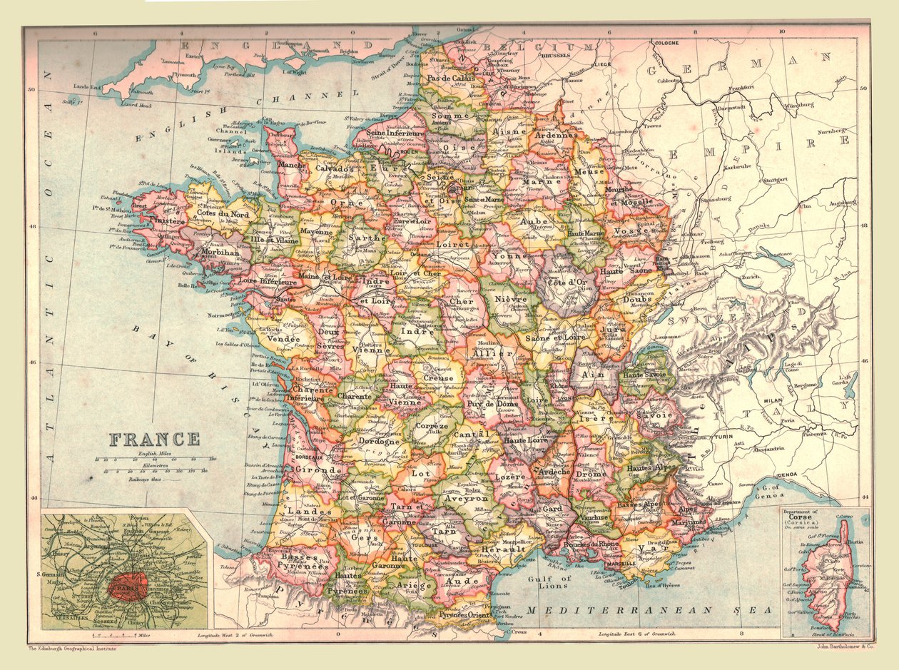 フランスの地図、1902年。 作： 不明