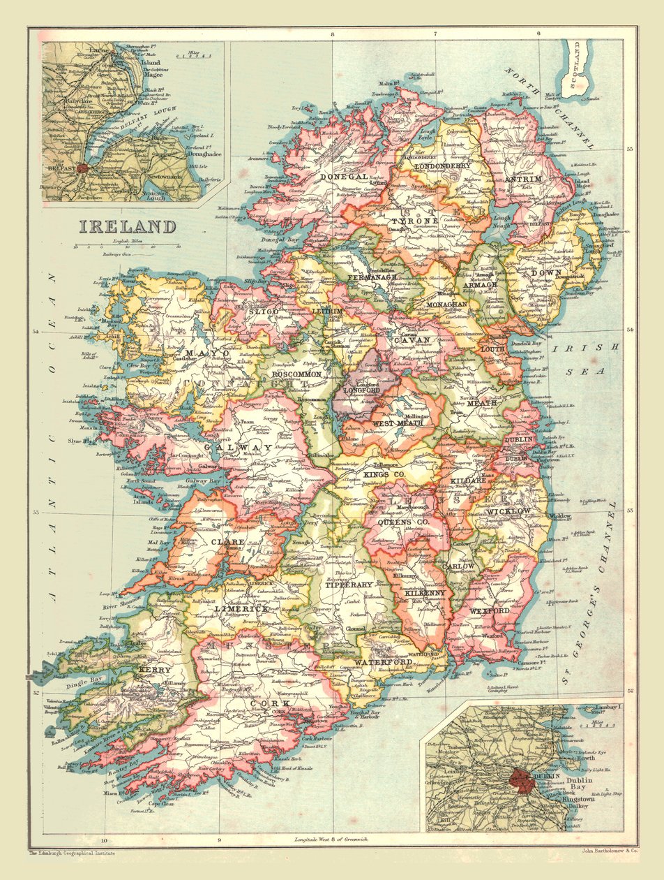 アイルランドの地図、1902年。 作： 不明