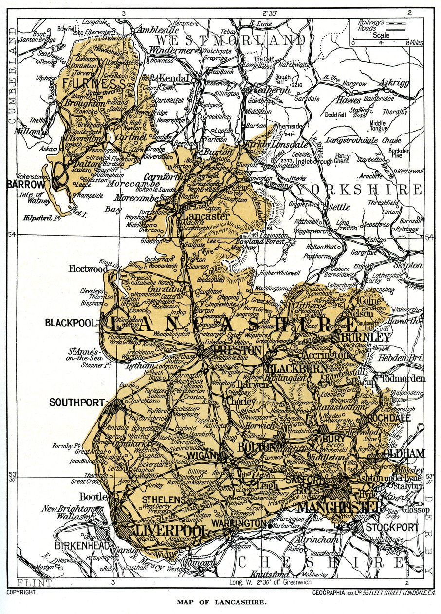 ランカシャーの地図、1924-1926年 作： 不明
