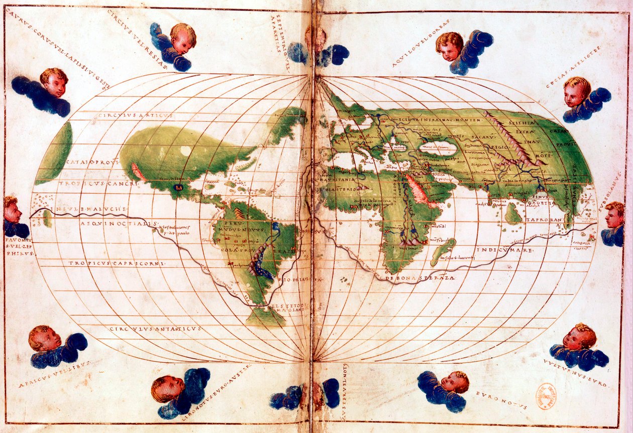 マゼランの世界一周航海の地図、1519 ～ 1521 年 作： 不明