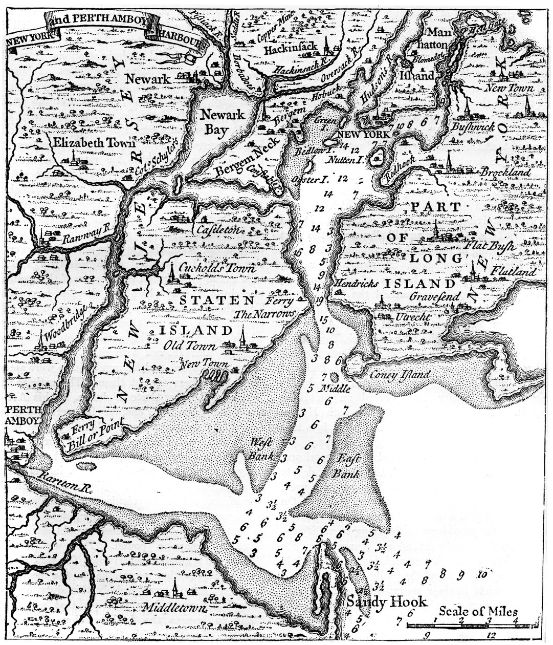 18世紀半ば頃のニューヨークの地図、c1880 作： 不明