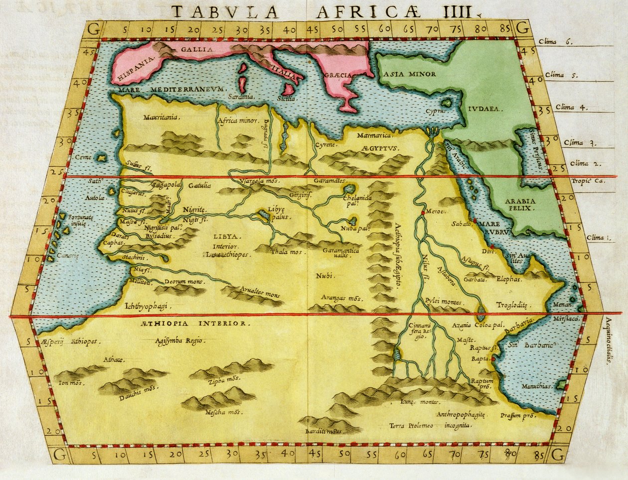 北アフリカの地図、1580 年代 作： 不明