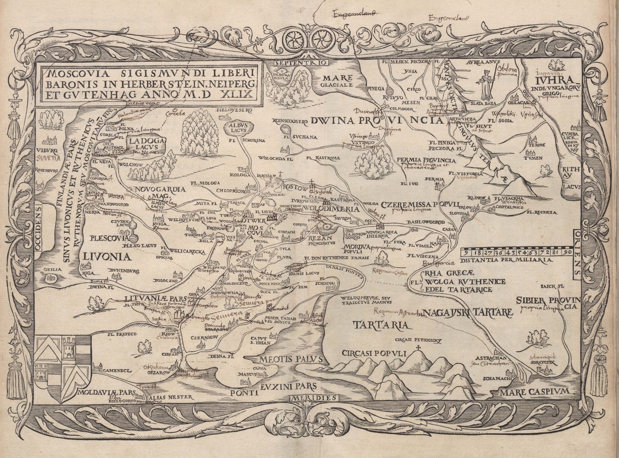 ロシアの地図：解説.. Moscoviticarum、1556 作： 不明