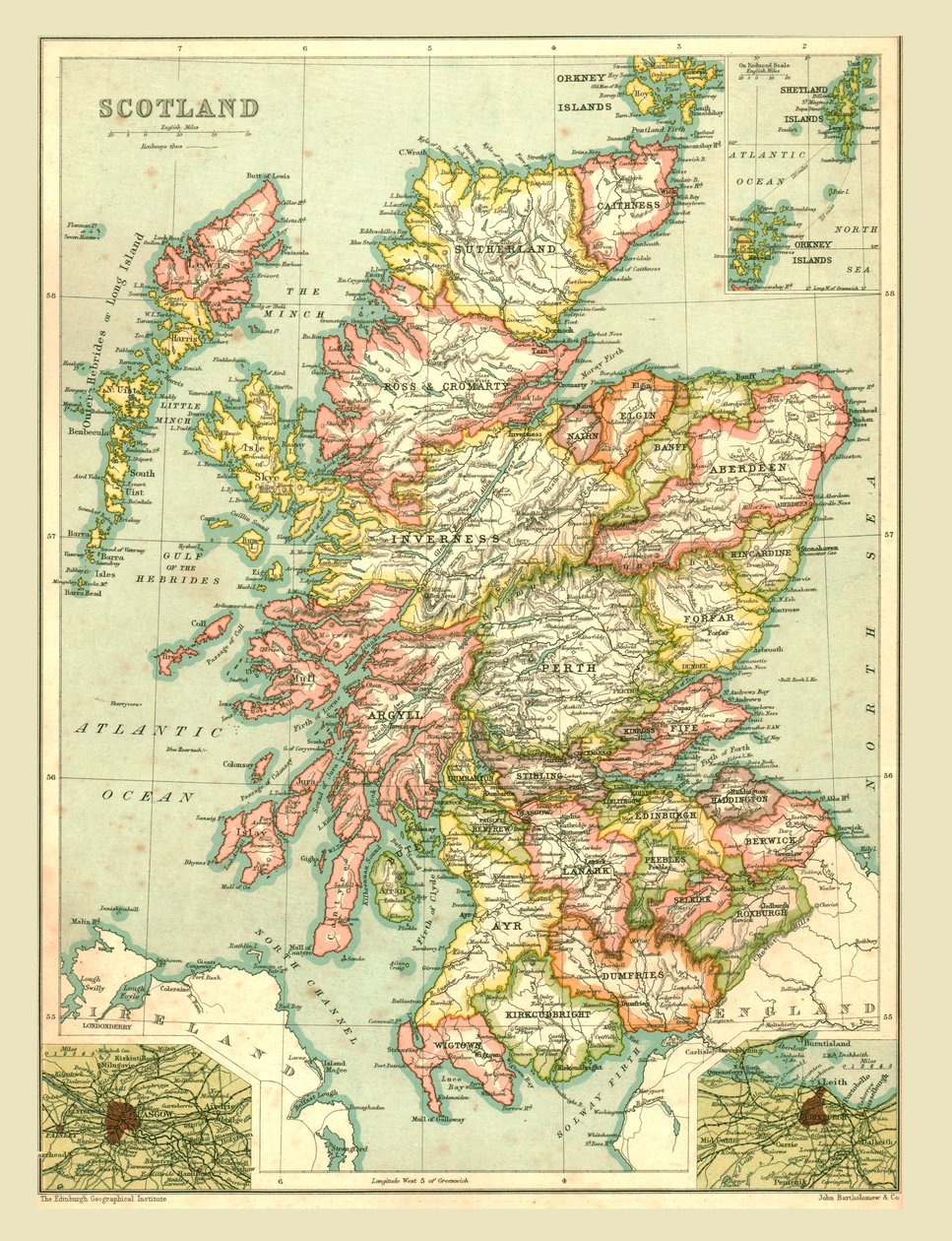 スコットランドの地図、1902年。 作： 不明
