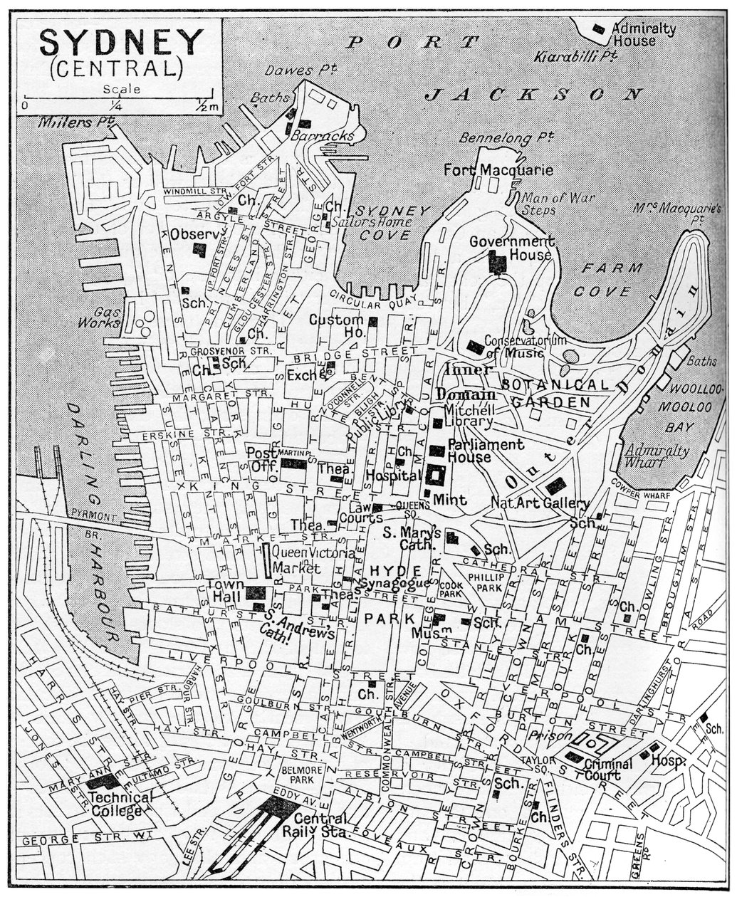中央シドニー、ニューサウスウェールズ州、オーストラリア、c1924の地図 作： 不明