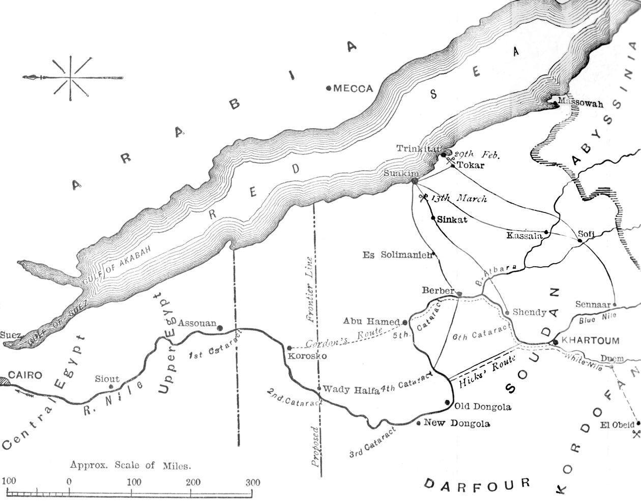 エジプトとスーダンの間の国の地図、c1881-85 作： 不明