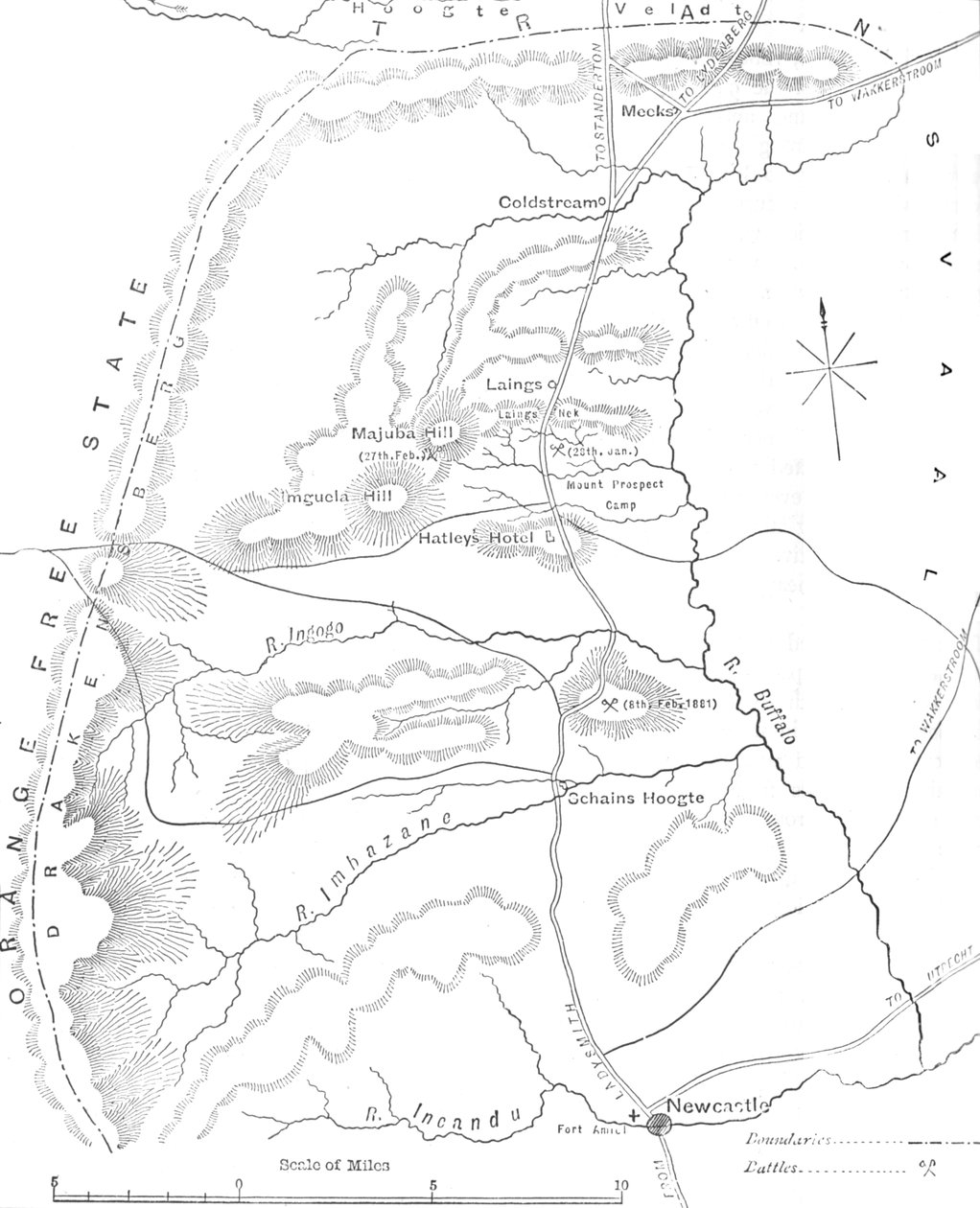 ニューカッスルとトランスバールの間の国の地図、c1880 作： 不明