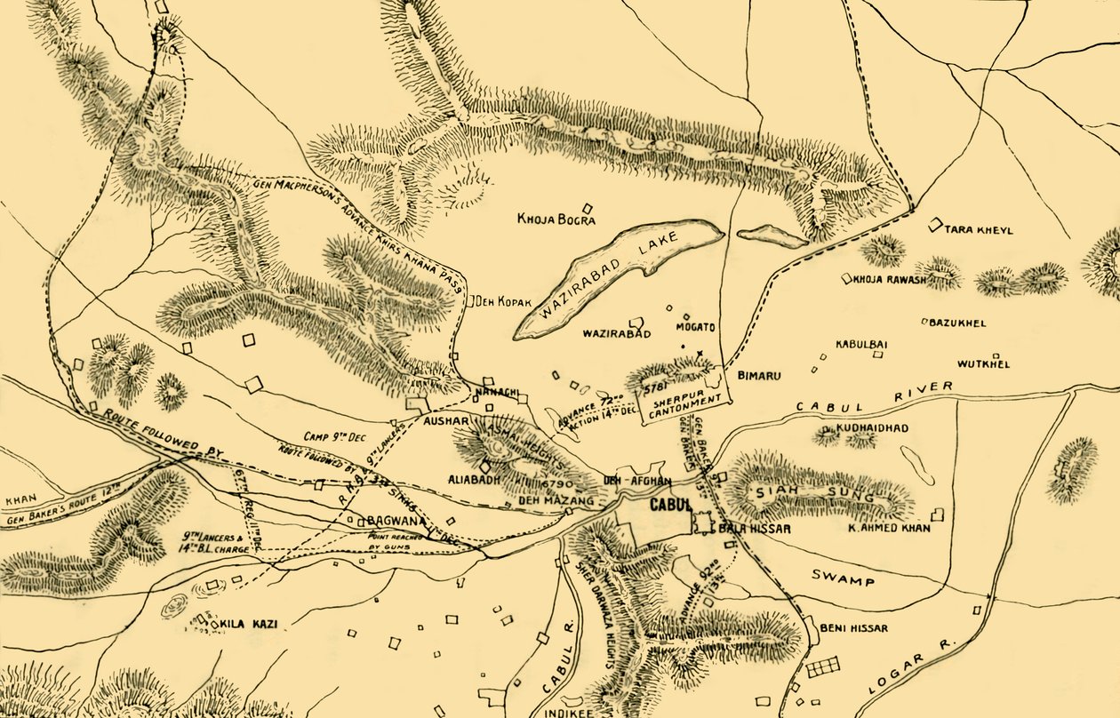 シャルデ渓谷の戦いの地図、1901年。 作： 不明