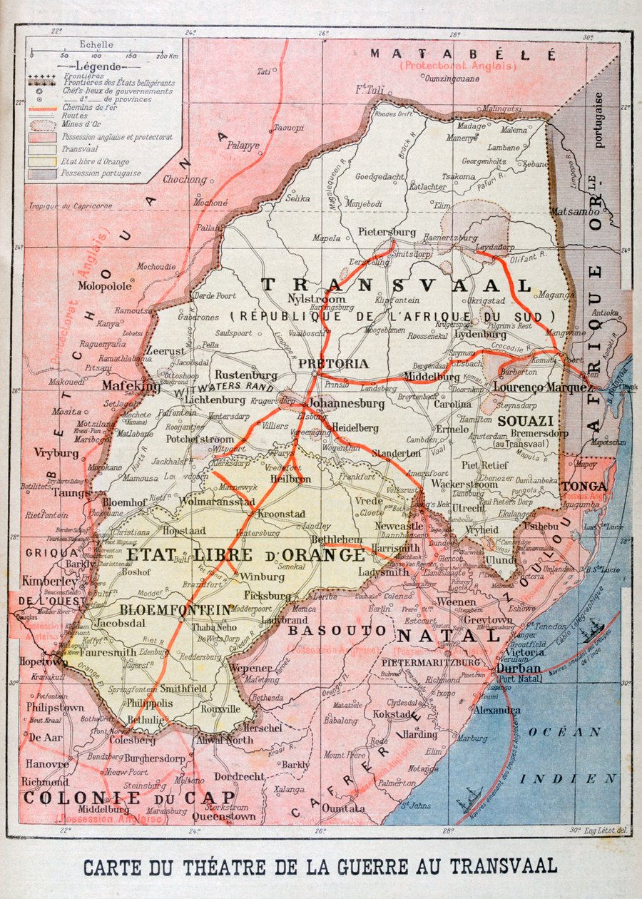 1899年のトランスバール戦争劇場の地図 作： 不明