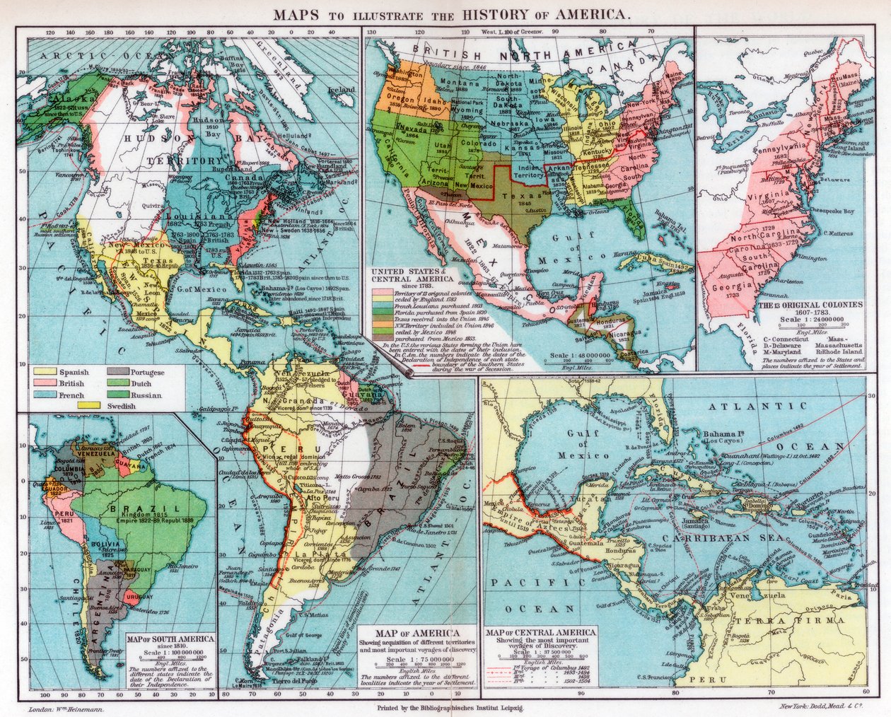アメリカの歴史を説明する地図、1901 作： 不明