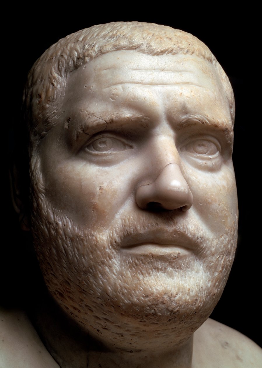 ローマ皇帝バルビヌスの大理石の胸像、3世紀 作： 不明