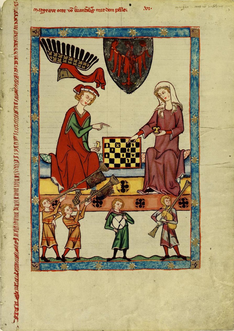 1305年から1340年の間にコーデックスマネッセからチェスをするブランデンブルクのMargrave Otto IV 作： 不明