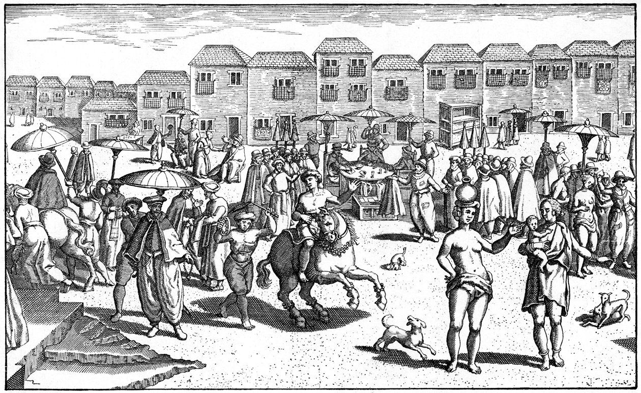 1599年、インドのゴアの市場 作： 不明