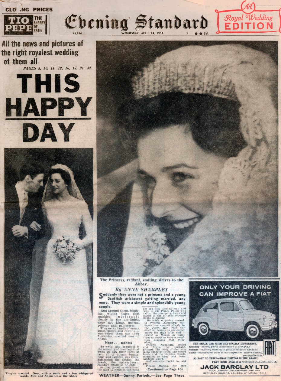 アレクサンドラ王女とアンガスオギルヴィの結婚、1963年4月24日 作： 不明