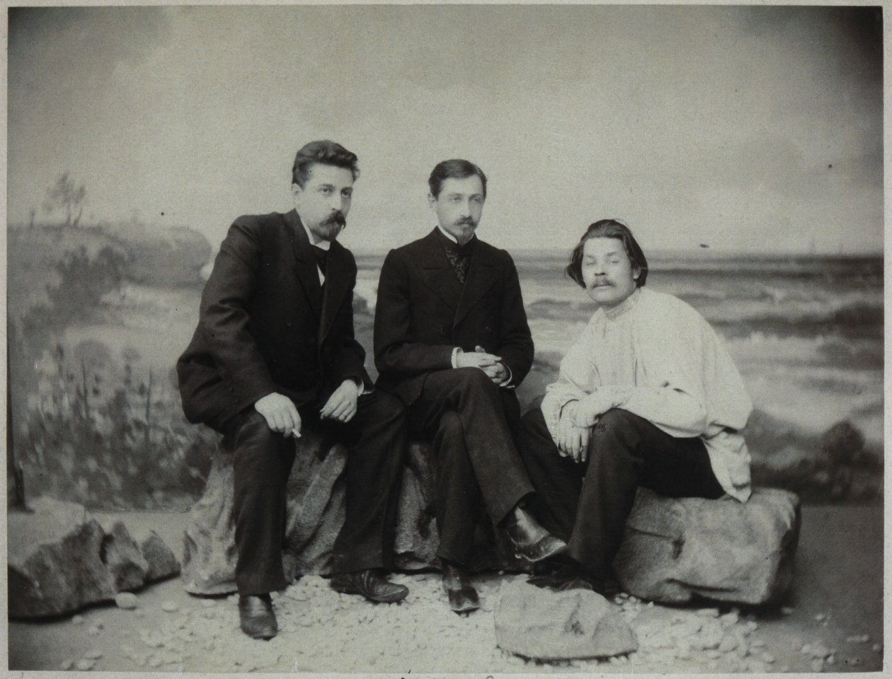Maxim Gorky、Ivan BuninおよびNikolai Teleshov、1900 作： 不明