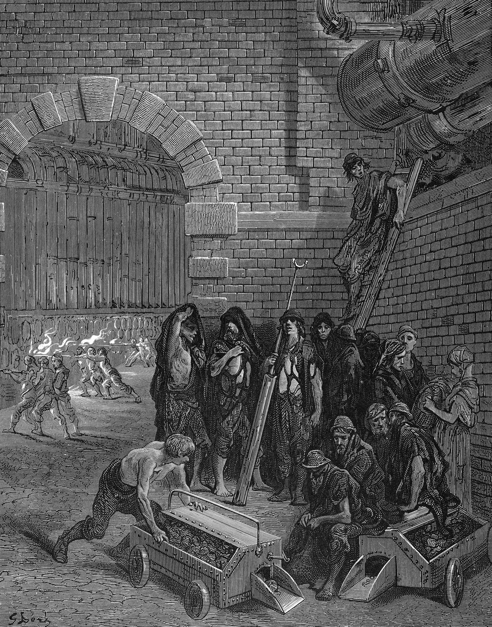 ランベスガスワークス、1872年、レトルトの充電を中断していた男性 作： 不明