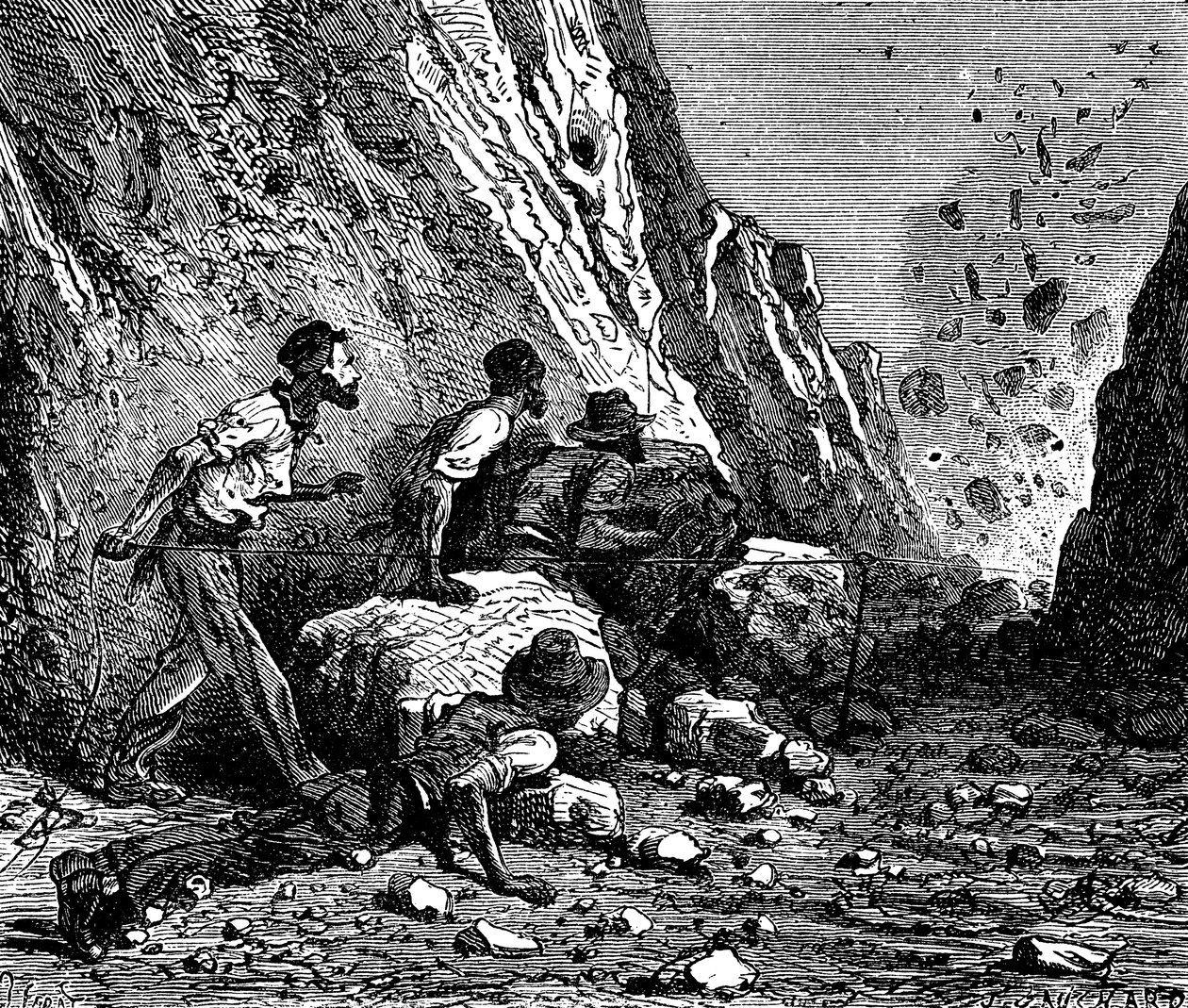 鉱夫の爆破、1879年。 作： 不明
