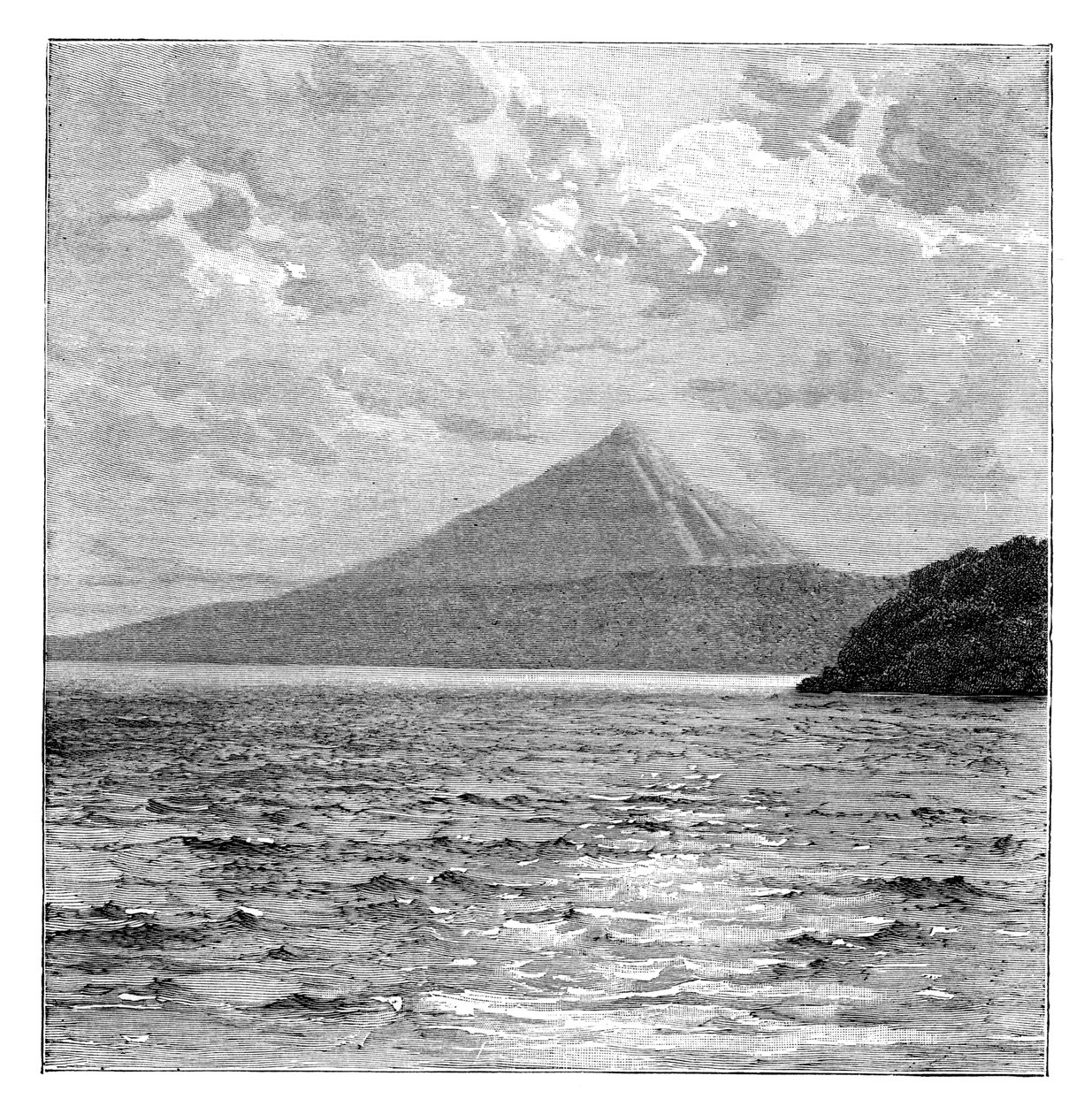 モンバチョ火山とニカラグア湖のほとり、c1890 作： 不明