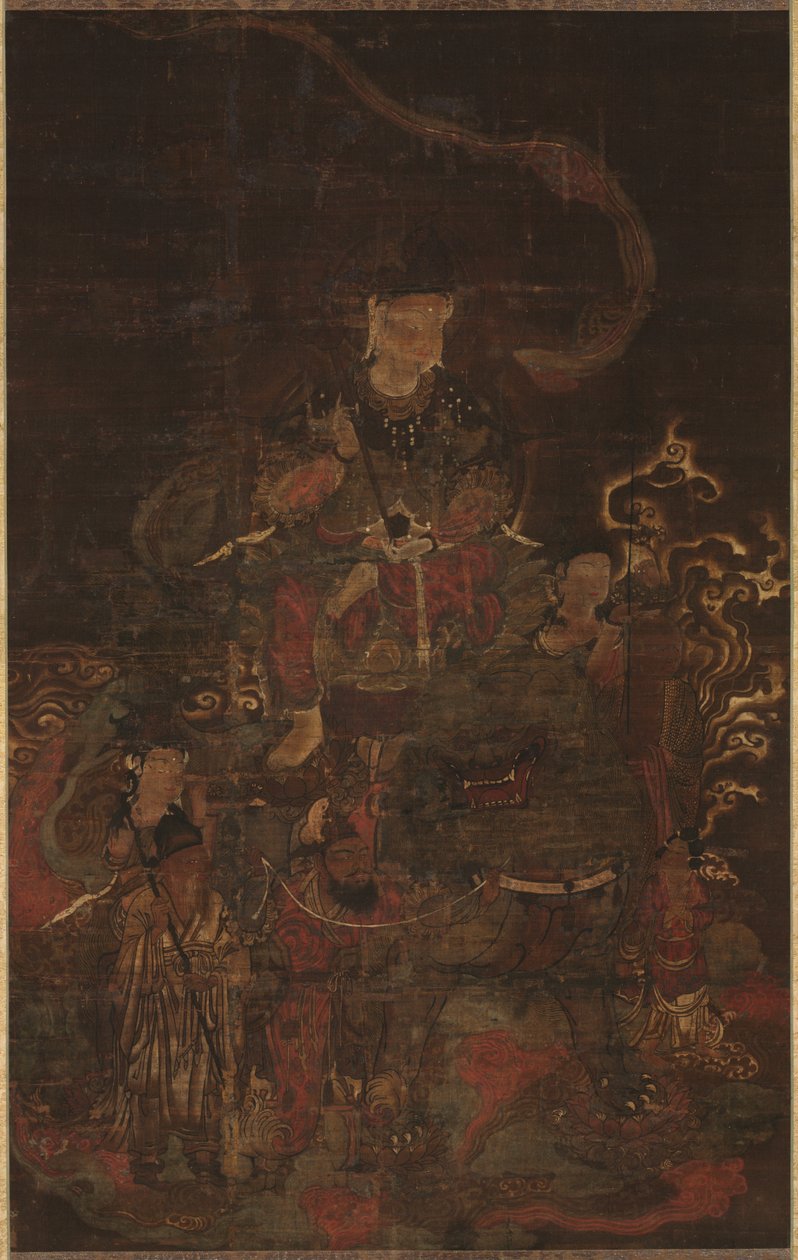 もんじゅとアテンダント、1200年代。 作： 不明