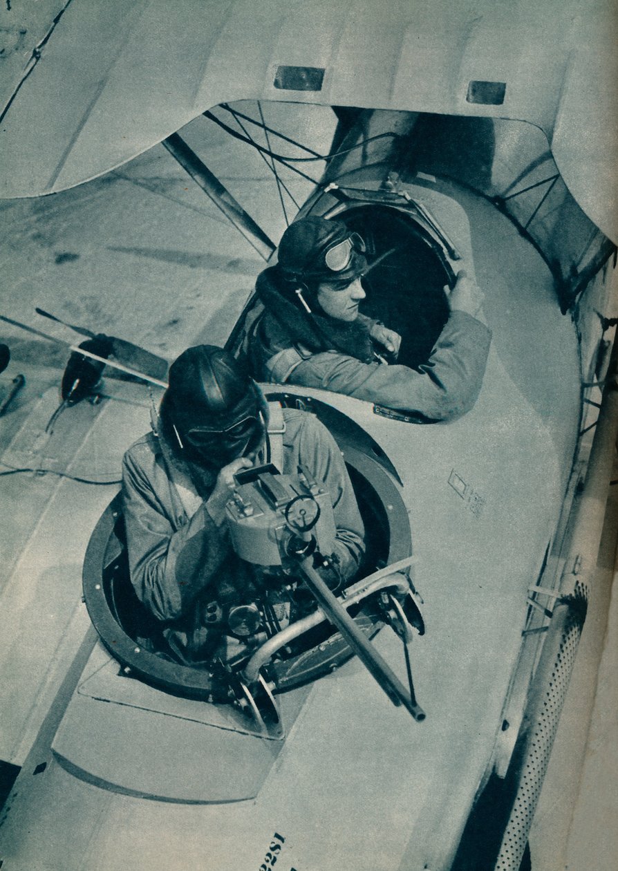 2人乗り戦闘機の可動銃、c1935 c1937 作： 不明