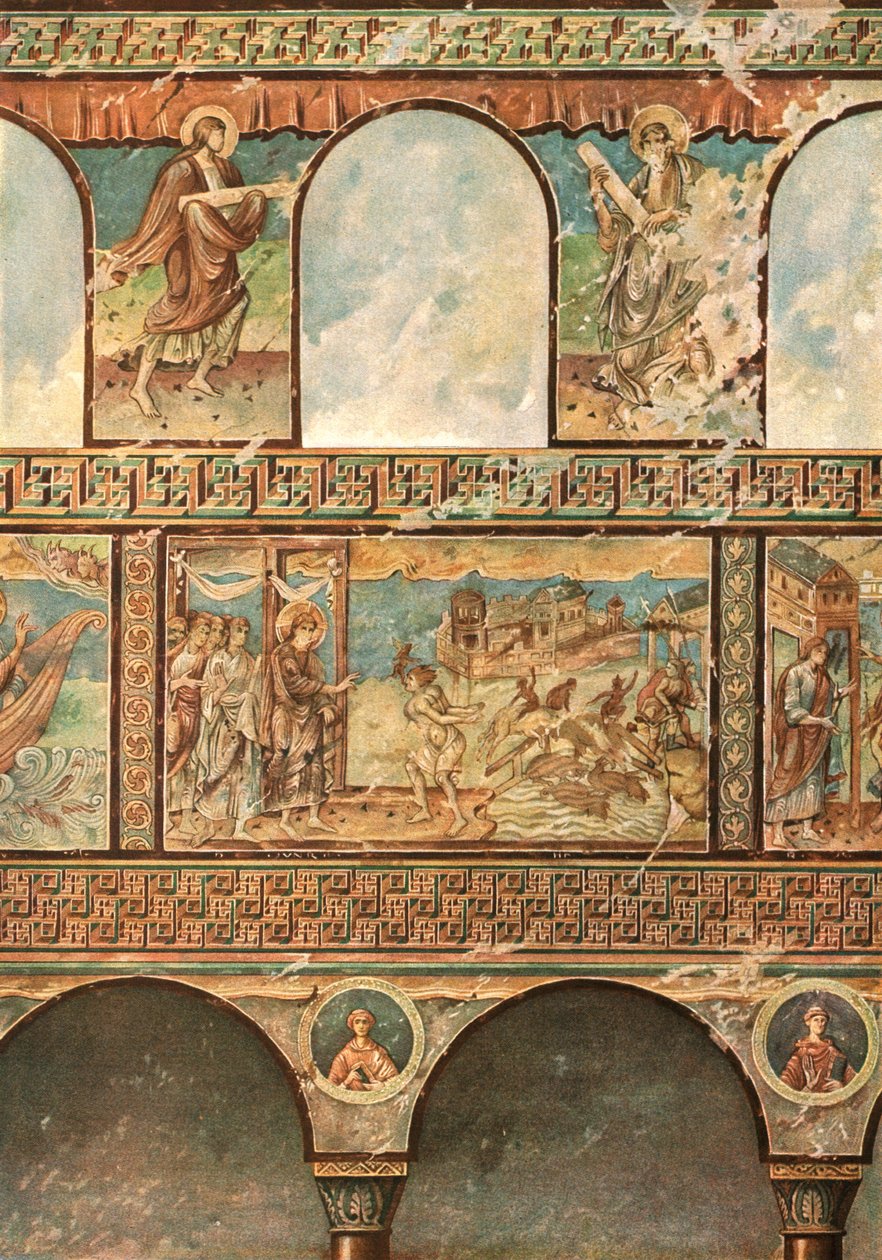 聖ジョージ教会の壁画、オーバーツェル、ライヒェナウ、ドイツ、1928。 作： 不明