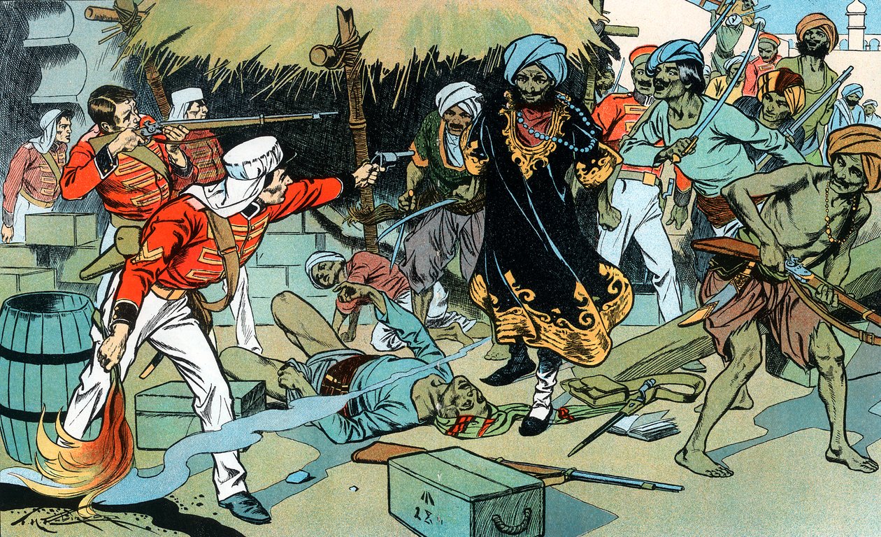 1857年5月11日、インドの反乱、デリーで雑誌を攻撃する反逆者たちc1900 作： 不明