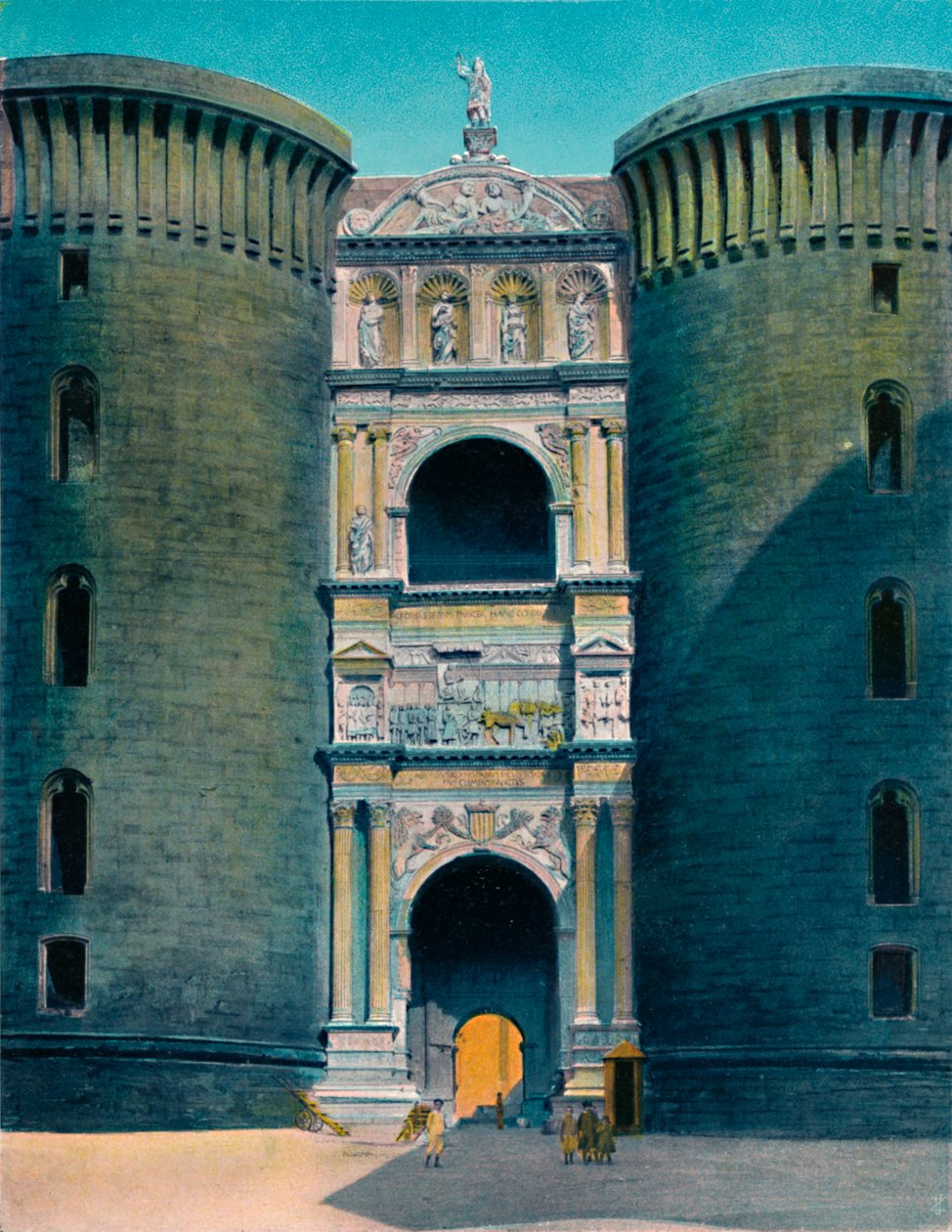 ナポリ-Castel Nuovo、Arco DAragona、c1900。 作： 不明
