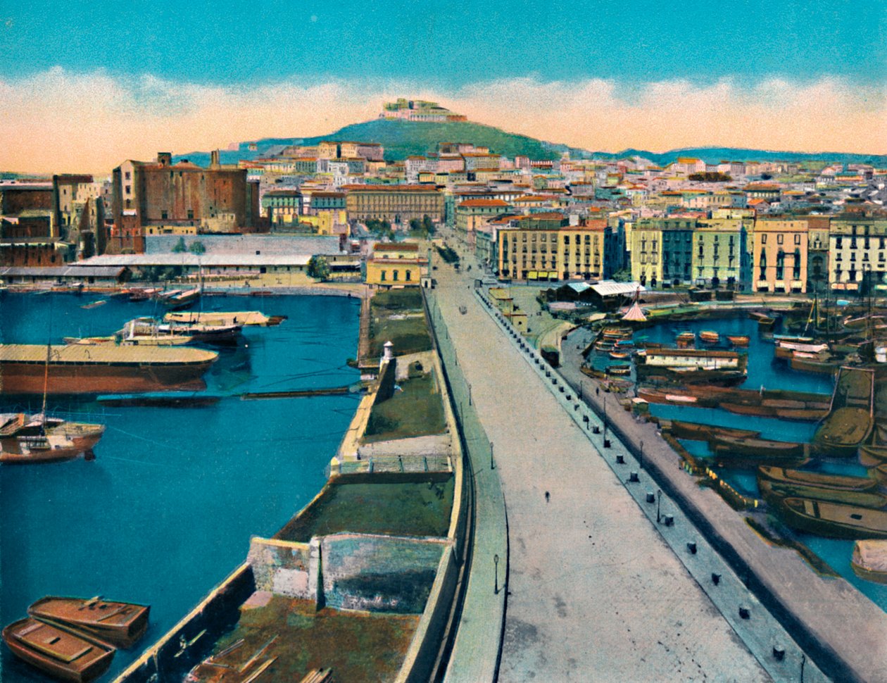 ナポリ-Via Molo Col Castel S. Elmo、c1900。 作： 不明
