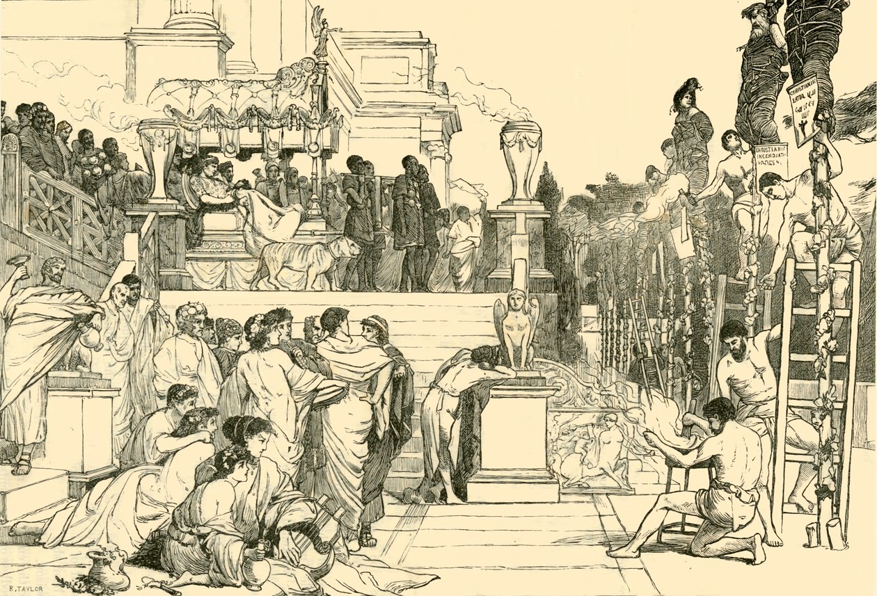 ネロストーチス-1890年のローマでのクリスチャンの焼却。 作： 不明