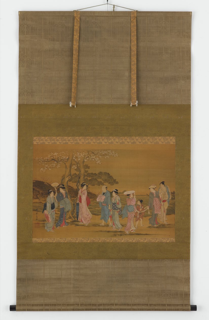 桜を見に出かける九人、江戸時代、1615-1868. 作： 不明
