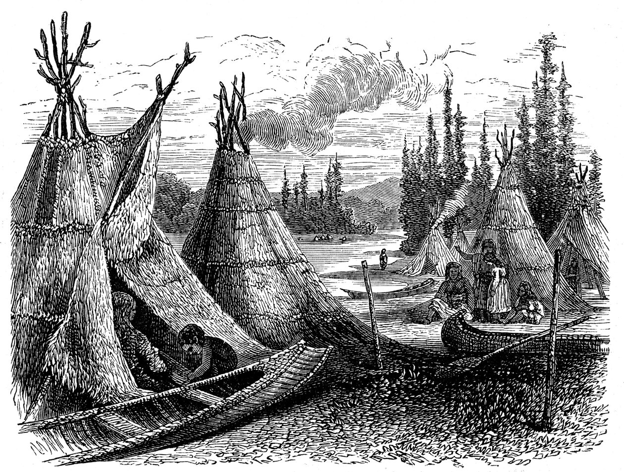 1874年の夏のノースアメリカンクリーインディアンの定住 作： 不明