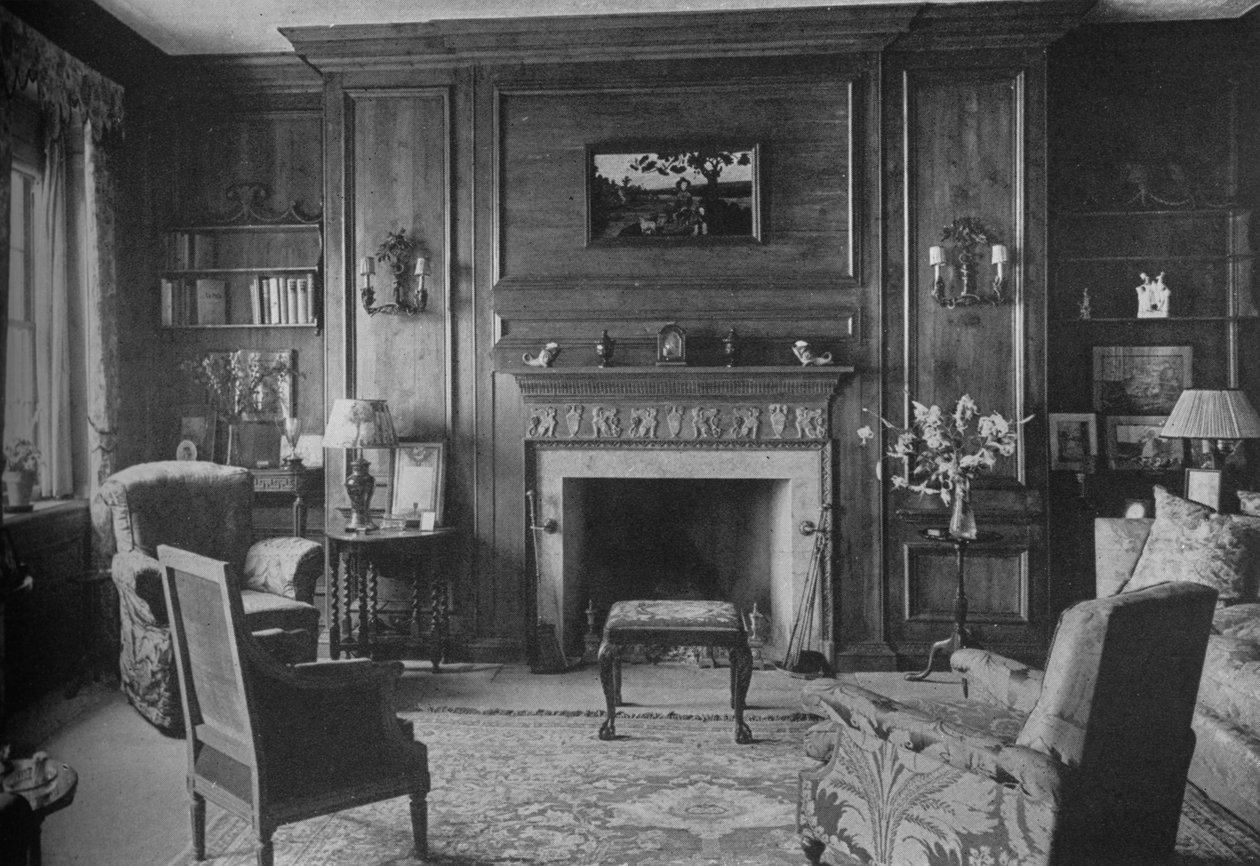 1924年、ニューヨーク州ミスアンモーガンの家、ミスモーガンズオフィスでの古いジョージ王朝様式のパネル 作： 不明